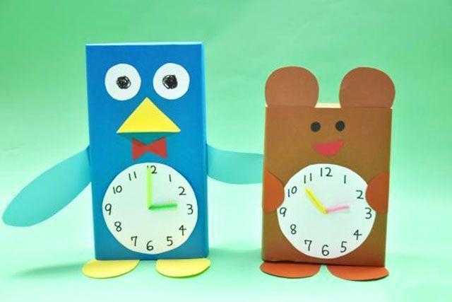抽纸盒简单制作手工时钟玩具教学龄前儿童认识时间步骤图解