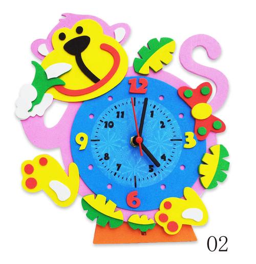 12款eva时钟 手工制作儿童识幼儿启蒙教具 创意diy粘贴玩具图片_6